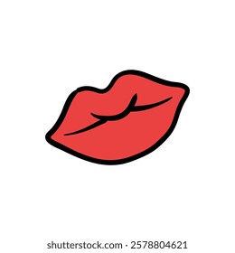 kiss lips valentine doodle illustration hand drawn