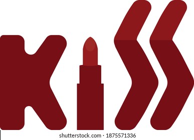 
kiss logo with a combination of kiss writing and changing the letter i to become a lipstick image