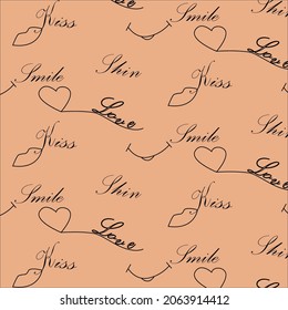 Kiss and love seamless pattern
