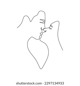 kiss man lady continuous drawing single art
