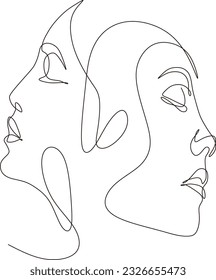 kiss of man and woman. lovers drawn in one continuous line. Love icon. Valentine's day concept.