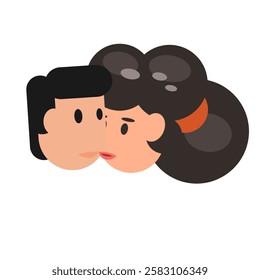 Kiss of a man and a woman. Romantic relationships, vector illustration.