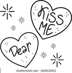 Kiss me dear hearts lettering