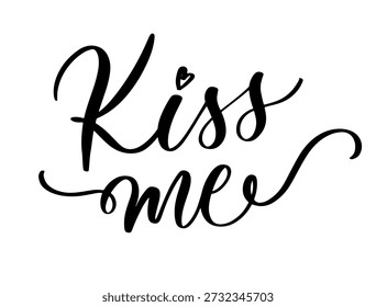 Beije-me Tipografia Cursiva Decorativa com Ilustração do Coração