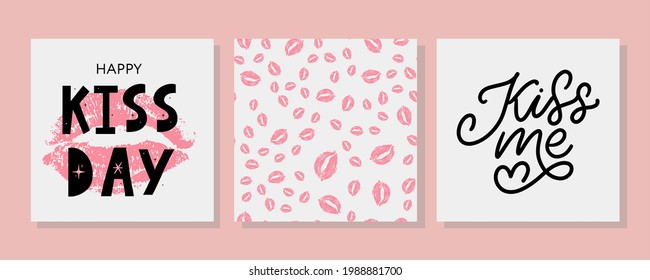 kiss me hand lettering scalable and editable vector illustration lips