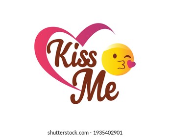 Kiss me Heart emoji Icon Vector illustration. Perfect Hearts Love symbol. Valentine's Day kiss sign, emblem isolated on white background, Flat style for graphic and web design, logo.