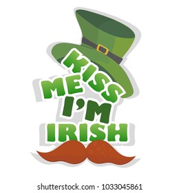 Kiss me Im Irish - design with leprechaun hat. celebration of St Patricks Day