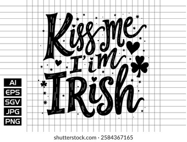 Kiss me i im trish t shirt design 2025