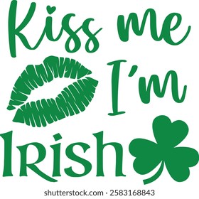 Kiss Me I'm Irish Shamrock Lips