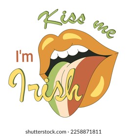 kiss me i am irish st patricks day banner with lips