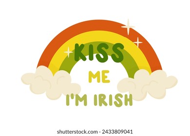 Kiss me, I'm Irish. St. Patrick's Day. T-shirt print, badge, sublimation, postcard.