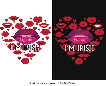 Kiss me i am Irish t shirt design for woman