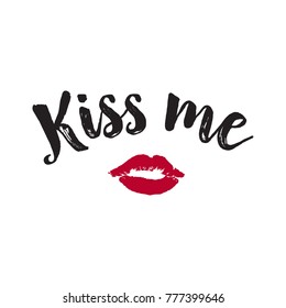 Kiss Me Lettering with Lips Stamp