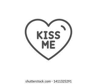 Kiss me line icon. Sweet heart sign. Valentine day love symbol. Quality design element. Linear style kiss me icon. Editable stroke. Vector