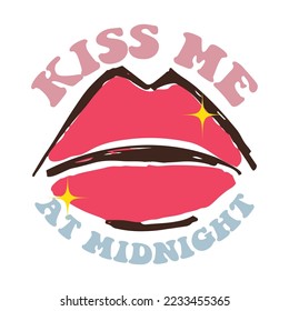 kiss me at midnight new year design