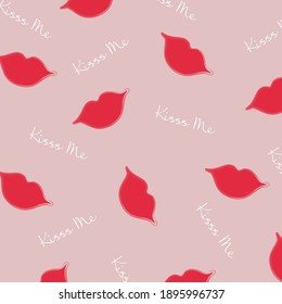 Kiss me pattern. Lips background