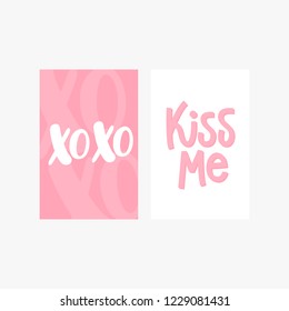 Kiss Me - set of lettering cards.