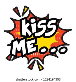  kiss me text comic book vector