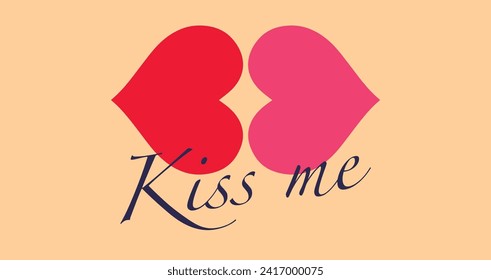 Kiss me Valentine's day lettering card, poster, label, ad, copy space, cover, banner design