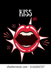 Kiss me, vector illustrations. For t-shirt print and other uses.