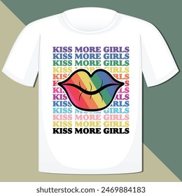 KISS MORE GIRLS  PRIDE MONTH T-SHIRT DESIGN,