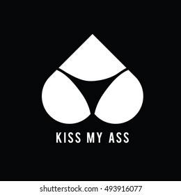 kiss my ass icon illustration art on black background