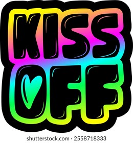 kiss off valentines day colorful bright rainbow graphic design