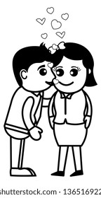 Kiss - Office and Business People Cartoon Character Vector Illustration Concept