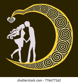 kiss on the moon, vector,