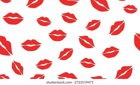 Kiss Pattern: A captivating pattern of red lips creates a vibrant and sensual design, perfect for expressing love, illustration pattern design background