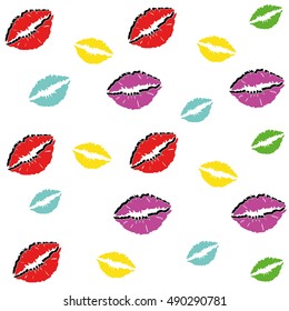 kiss pattern lips pattern vector illustration