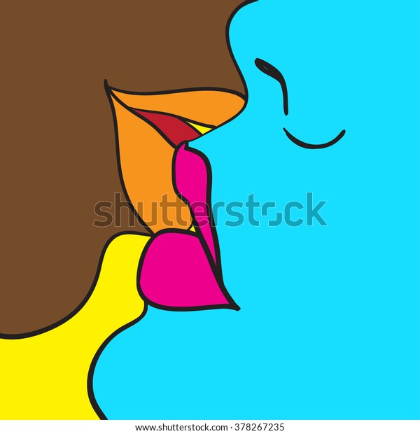 Kiss Pop Art Lips Vector Illustration Stock Vector (Royalty Free) 378267235