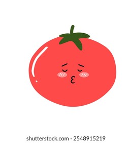 beijo pose tomate. ilustração de design de personagem de tomate vermelho