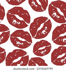 Kiss prints  seamless background, Valentine pattern design. Lip pattern design.