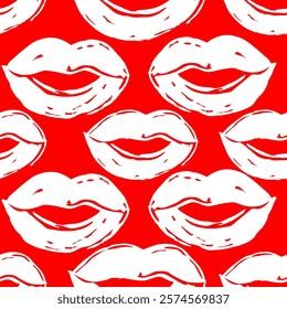 Kiss prints  seamless background, Valentine pattern design. Lip pattern design.