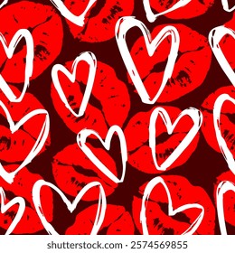 Kiss prints  seamless background, Valentine pattern design. Lip pattern design.