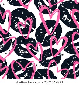 Kiss prints  seamless background, Valentine pattern design. Lip pattern design.