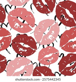 Kiss prints  seamless background, Valentine pattern design. Lip pattern design.