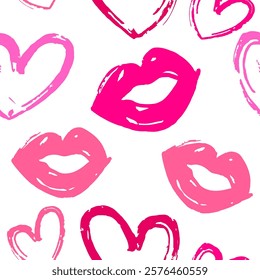 Kiss prints  seamless background, Valentine pattern design. Lip pattern design.