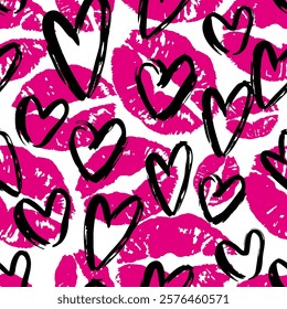 Kiss prints  seamless background, Valentine pattern design. Lip pattern design.