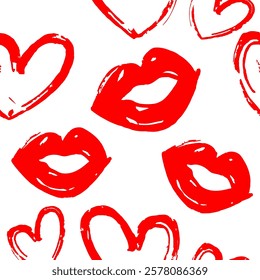 Kiss prints  seamless background, Valentine pattern design. Lip pattern design.