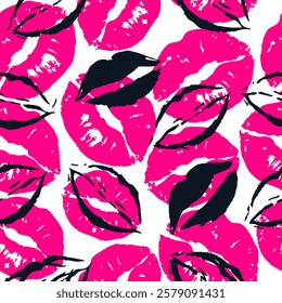 Kiss prints  seamless background, Valentine pattern design. Lip pattern design.