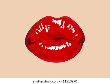 Kiss red lips vector