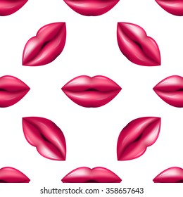 Kiss Seamless lips pattern Red and Pink pattern. Valentine day holiday vector illustration