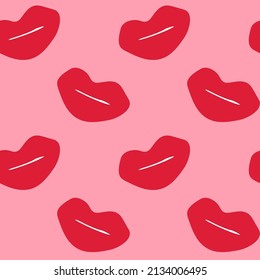 kiss seamless pattern hand drawn, vector, minimalism. wallpaper, textile, print, wrapping paper, background. love, valentines day.