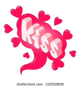Kiss speech bubble icon. Isometric of kiss speech bubble vector icon for web design isolated on white background