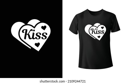 Kiss T-Shirt Design Unique And Colorful T-shirt Design Valentine T-Shirt Design.