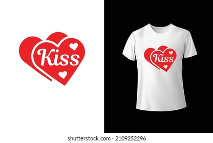 Kiss T-Shirt Design Unique And Colorful T-shirt Design Valentine T-Shirt Design.