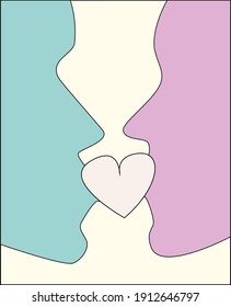 the kiss of two lovers. valentine's day