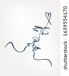 kiss vector art line isolated doodle illustration